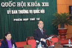 Chủ tịch Quốc hội Nguyễn Sinh Hùng phát biểu khai mạc phiên họp thứ tư của Ủy ban Thường vụ Quốc hội. (Ảnh: Nhan Sáng/TTXVN)