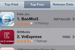 Ứng dụng Baomoi3 "bám trụ" ở vị trí số 1 của top free ứng dụng của AppStore.