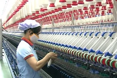 Công nhân làm việc trong nhà máy sợi Duy Nam. (Ảnh: Dương Chí Tưởng/Vietnam+)