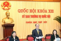 Chủ tịch Quốc hội Nguyễn Sinh Hùng chủ trì và phát biểu khai mạc phiên họp. (Ảnh: Nhan Sáng/TTXVN)