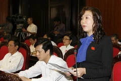 Đại biểu Quốc hội tỉnh Nam Định, bà Trần Thị Phương Hoa phát biểu ý kiến về dự án Luật Khiếu nại. (Ảnh: Doãn Tấn/TTXVN)