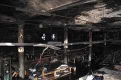 Hiện trường vụ cháy xưởng may ở Nga. (Nguồn: phân xã Mátxcơva)