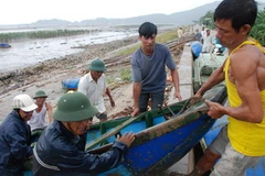 Khẩn trương đưa phương tiện lên bờ an toàn phòng chống bão vào bờ. (Ảnh minh họa; Trọng Đạt/TTXVN)