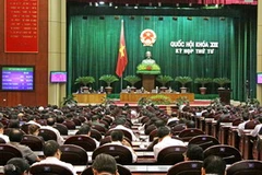 Quốc hội biểu quyết thông qua Luật xuất bản (sửa đổi). (Ảnh: Nguyễn Dân/TTXVN)