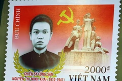 Hình ảnh bộ tem “Chiến sỹ cộng sản Nguyễn Thị Minh Khai” vừa được phát hành. (Ảnh: Phương Vy/TTXVN)