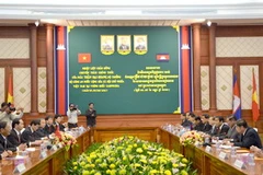 Quang cảnh hội đàm giữa lãnh đạo ngành an ninh Việt Nam-Campuchia. (Ảnh: Nguyễn Hùng/Vietnam+)