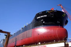 Một tàu chở hàng 53.000 tấn do công ty đóng tàu Hạ Long đóng mới cho đối tác Đức. (Ảnh: Đinh Mạnh Tú/TTXVN)