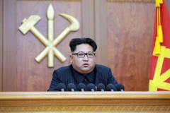 Nhà lãnh đạo Triều Tiên Kim Jong-un phát biểu tại Bình Nhưỡng ngày 1/1/2016. (Nguồn: AFP/TTXVN)