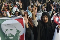Người dân Pakistan biểu tình tại Lahore phản đối xử tử Giáo sỹ Hồi giáo dòng Shi'ite Nimr al-Nimr. (Nguồn: AFP/TTXVN)