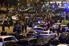 Lái xe taxi đình công tại thủ đô Paris, Pháp. (Nguồn: AFP/TTXVN)