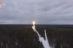 Tên lửa liên lục địa Yars của Nga được phóng thử trong cuộc tập trận Grom-2022 tại một địa điểm không xác định ở Nga, ngày 19/2/2022. (Ảnh: AFP/TTXVN)