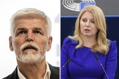 Tổng thống Cộng hòa Séc Petr Pavel và Tổng thống Slovakia Zuzana Caputova. (Nguồn: AFP/TTXVN)