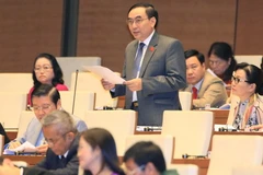 Đại biểu Quốc hội tỉnh Nghệ An Phạm Văn Hà phát biểu ý kiến. (Ảnh: Doãn Tấn/TTXVN)