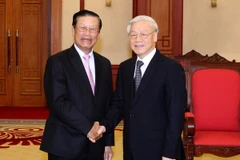 Tổng Bí thư Nguyễn Phú Trọng tiếp Phó Thủ tướng Chính phủ Lào Somsavad Lengsavath. (Ảnh: Thống Nhất/TTXVN)
