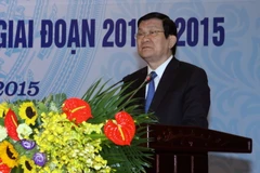 Chủ tịch nước Trương Tấn Sang phát biểu tại hội nghị. (Ảnh: Nguyễn Dân/TTXVN)