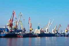 Hệ thống cẩu, trục xếp dỡ hàng hóa, container tại Cảng Hải Phòng. (Ảnh: Lâm Khánh/TTXVN)
