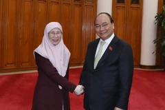 Thủ tướng Nguyễn Xuân Phúc tiếp Phó Thủ tướng Malaysia Wan Azizah. (Ảnh: Thống Nhất/TTXVN)
