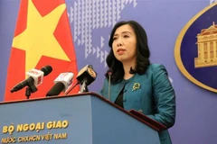 Người Phát ngôn Bộ Ngoại giao Lê Thị Thu Hằng trả lời các câu hỏi phóng viên quan tâm. (Ảnh: Văn Điệp/TTXVN)
