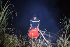 Khoảng 18 giờ ngày 28/6, người dân địa phương phát hiện đám cháy bùng phát tại rừng đặc dụng trên núi Vụng Quao, thôn Tràng An, xã Trường Yên, huyện Hoa Lư, tỉnh Ninh Bình.(Ảnh: Ninh Đức Phương/TTXVN)