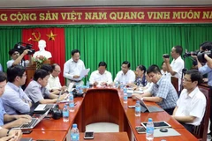 Quang cảnh buổi họp báo cung cấp thông tin liên quan đến việc Công ty TNHH Mỹ Hưng bị khám xét và 'Đại gia xăng dầu' Trịnh Sướng ngày 11/6. (Ảnh: Trung Hiếu/TTXVN)