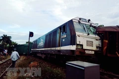 Hiện trường vụ va chạm 2 tàu hàng tông thẳng nhau. (Ảnh: Văn Trưởng/TTXVN)