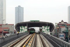 Nhà ga trên cao của dự án đường sắt đô thị Cát Linh-Hà Đông. (Ảnh: Huy Hùng/TTXVN)