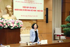 Bà Trương Thị Mai, Ủy viên Bộ Chính trị, Thường trực Ban Bí thư, Trưởng ban Tổ chức Trung ương, Chủ tịch Nhóm Nghị sỹ hữu nghị Việt Nam-Nhật Bản phát biểu. (Ảnh: Phạm Kiên/TTXVN)