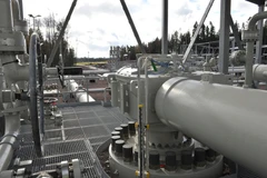 Đường ống dẫn khí đốt Dòng chảy Phương Bắc 2 trước lễ khai trương tại vịnh Portovaya, tây bắc nước Nga ngày 8/10/2012. (Nguồn: THX/TTXVN)