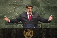 Tổng thống Venezuela Nicolas Maduro phát biểu tại Khóa họp 73 Đại hội đồng LHQ, New York, Mỹ ngày 26/9/2018. (Ảnh: THX/TTXVN)