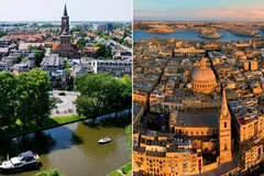 Thành phố Leeuwarden của Hà Lan (trái) và thành phố Valletta của Malta là Thủ đô Văn hóa châu Âu năm 2018. (Nguồn: AP )