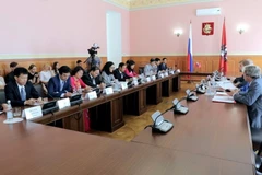 Quang cảnh buổi làm việc. (Ảnh: Lê Quang Vinh/TTXVN)