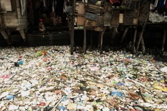  Rác thải tại một nhánh sông ở thủ đô Manila, Philippines. (Nguồn: AFP/TTXVN)