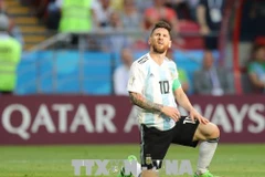 Tuyển thủ Argentina Lionel Messi trong trận đấu Argentina - Pháp ở vòng 1/8 World Cup 2018 ở Kazan, Nga ngày 30/6. (Ảnh: THX/TTXVN)