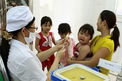 Hà Nội triển khai chiến dịch tiêm phòng sởi miễn phí cho trẻ từ 2-10 tuổi. (Ảnh: TTXVN)