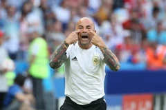  HLV đội tuyển Argentina Jorge Sampaoli trong trận đấu giữa Argentina và Pháp ở vòng 1/8 World Cup 2018 tại Kazan, Nga ngày 30/6. (Ảnh: THX/TTXVN)