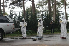 Một buổi diễn tập ứng phó với sự cố bức xạ hạt nhân. (Ảnh: (Nguyễn Dũng/TTXVN)