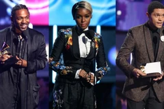 Kendrick Lamar, Janelle Monae và Trevor Noah tại lễ trao giải Grammy 2018. (Nguồn: AP)