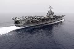 Tàu sân bay Harry Truman của Mỹ được triển khai trên biển Địa Trung Hải. (Nguồn: AFP/TTXVN)