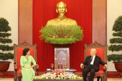 Tổng Bí thư, Chủ tịch nước Nguyễn Phú Trọng tiếp Đại sứ Cộng hòa Cuba chào từ biệt. (Ảnh: Trí Dũng/TTXVN)