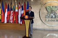 Đại sứ Trần Đức Bình, Trưởng phái đoàn Việt Nam tại ASEAN, đại diện cho nước Chủ tịch ASEAN năm 2020. (Ảnh: Hữu Chiến/TTXVN)
