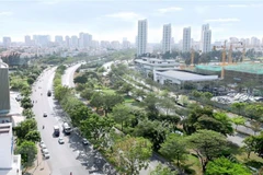 Đại lộ Nguyễn Văn Linh cạnh Khu đô thị Phú Mỹ Hưng, quận 7. (Ảnh: Quang Nhựt/TTXVN)