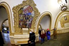 Ga Kievskaya được ví là phòng trưng bày nghệ thuật dưới lòng đất. (Ảnh: Trần Hiếu/TTXVN)