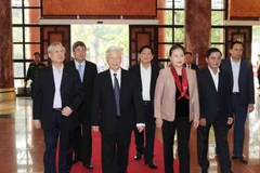 Tổng Bí thư, Chủ tịch nước Nguyễn Phú Trọng đến dự Hội nghị. (Ảnh: Trí Dũng/TTXVN)