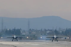 Máy bay ném bom Sukhoi Su-25 của Nga tại căn cứ quân sự Hmeymim ở Latakia, Syria. (Nguồn: AFP/TTXVN)