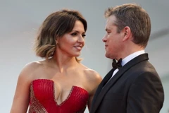 Hai diễn viên Matt Damon và Kristen Wiig tại lễ khai mạc Liên hoan phim quốc tế Venice lần thứ 74. (Nguồn: AP)