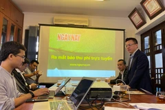 Nhà báo Lê Quốc Minh - Uỷ viên Trung ương Đảng, Phó Tổng Giám đốc Thông tấn xã Việt Nam phát biểu tại lễ ra mắt. (Ảnh: Minh Sơn/Vietnam+)