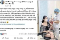 Hình ảnh đang lan truyền trên mạng xã hội về cô gái 'khoe' việc tiêm vaccine COVID-19 không cần đăng ký. (Ảnh chụp màn hình)