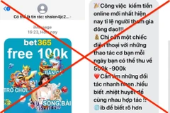 Người dùng iPhone liên tục nhận được tin nhắn chào mời chơi đánh bạc trực tuyến bất hợp pháp. (Ảnh chụp màn hình)