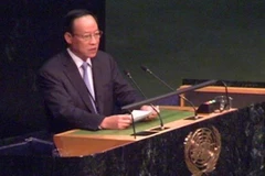 Thượng tướng Lê Quý Vương phát biểu tại Hội nghị UNGASS. (Nguồn: Vietnam+)