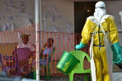 Bệnh nhân nhiễm Ebola điều trị tại trung tâm y tế Nongo ở Conakry, Guinea. (Nguồn: AFP/TTXVN)